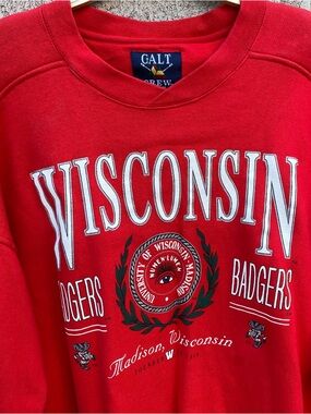 Vintage Wisconsin Badgers University College Sweatshirt Mens XL Red Crewneck